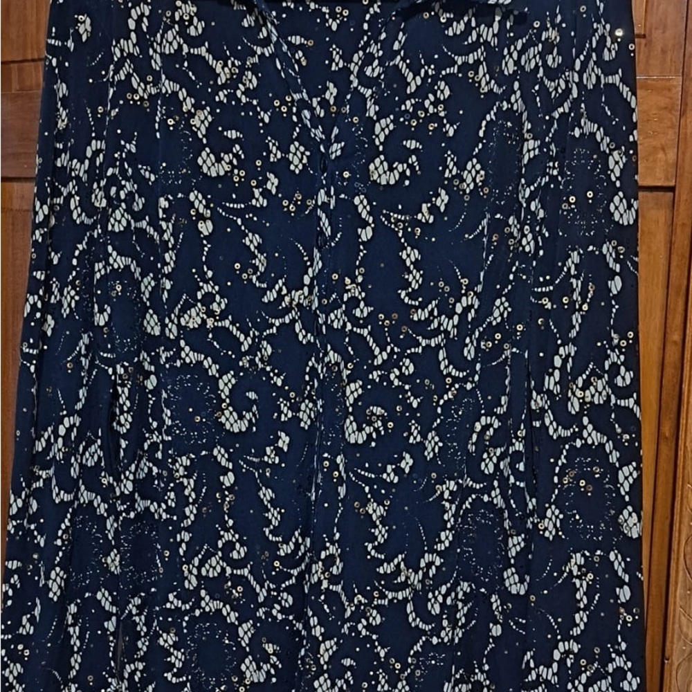 Jm Collection Black Sequin Button-Down Blouse Siz… - image 1